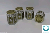 VNS Tray and Jar Peacock Tray wooden 4 Glass Jar) 